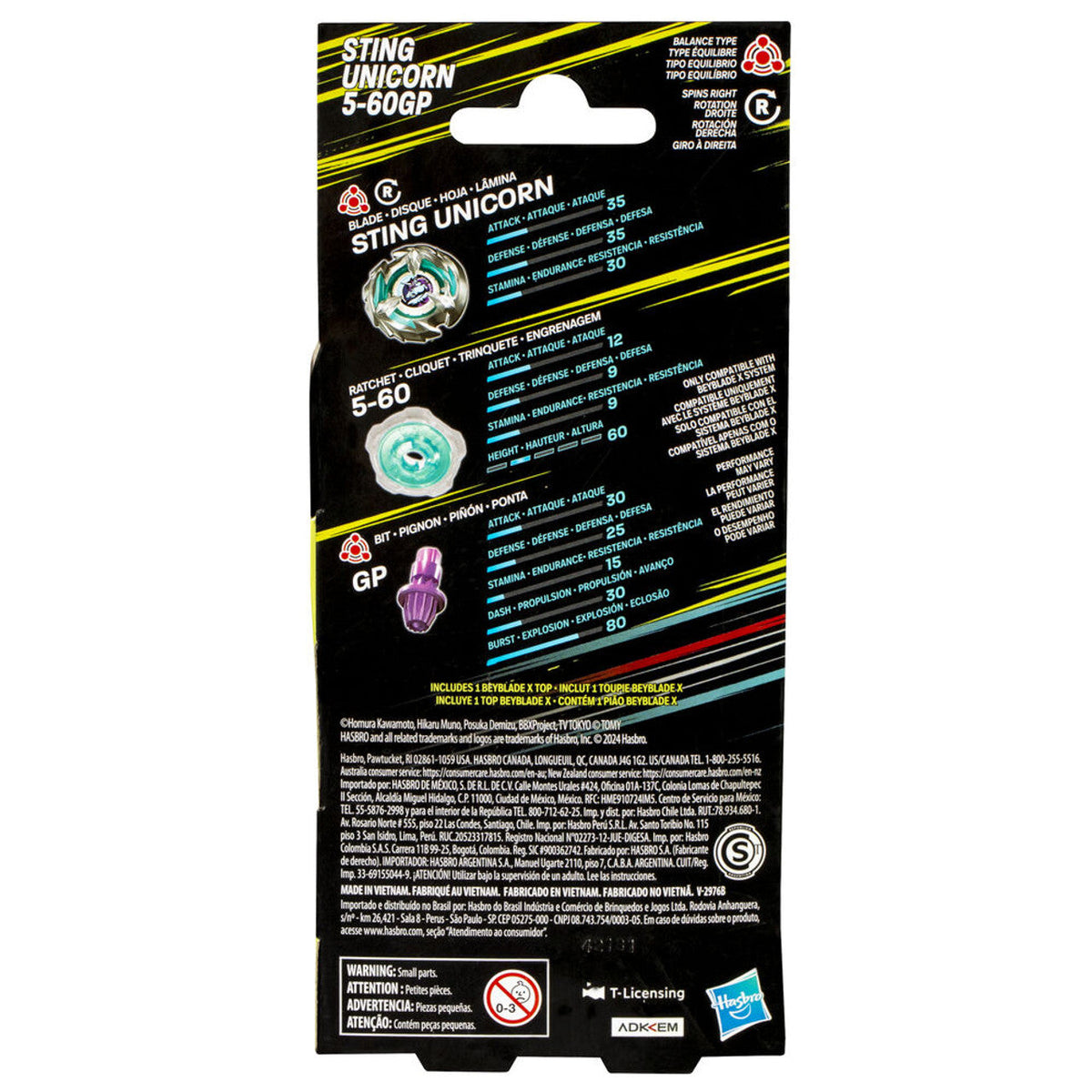 HASBRO Sting Unicorn 5-60GP Beyblade X Booster