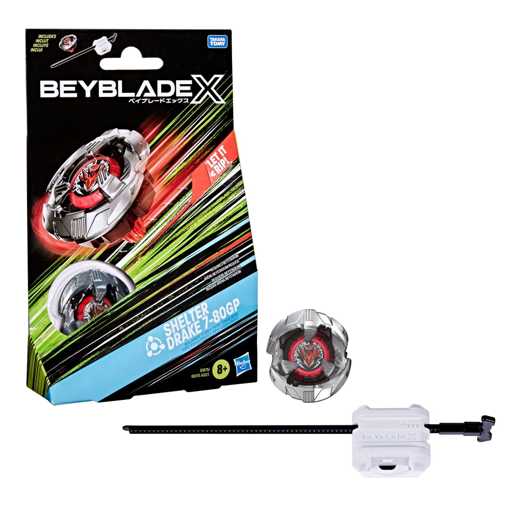 HASBRO Beyblade X Wand Wizard 1-60R & Shelter Drake 7-80GP Starter Bundle