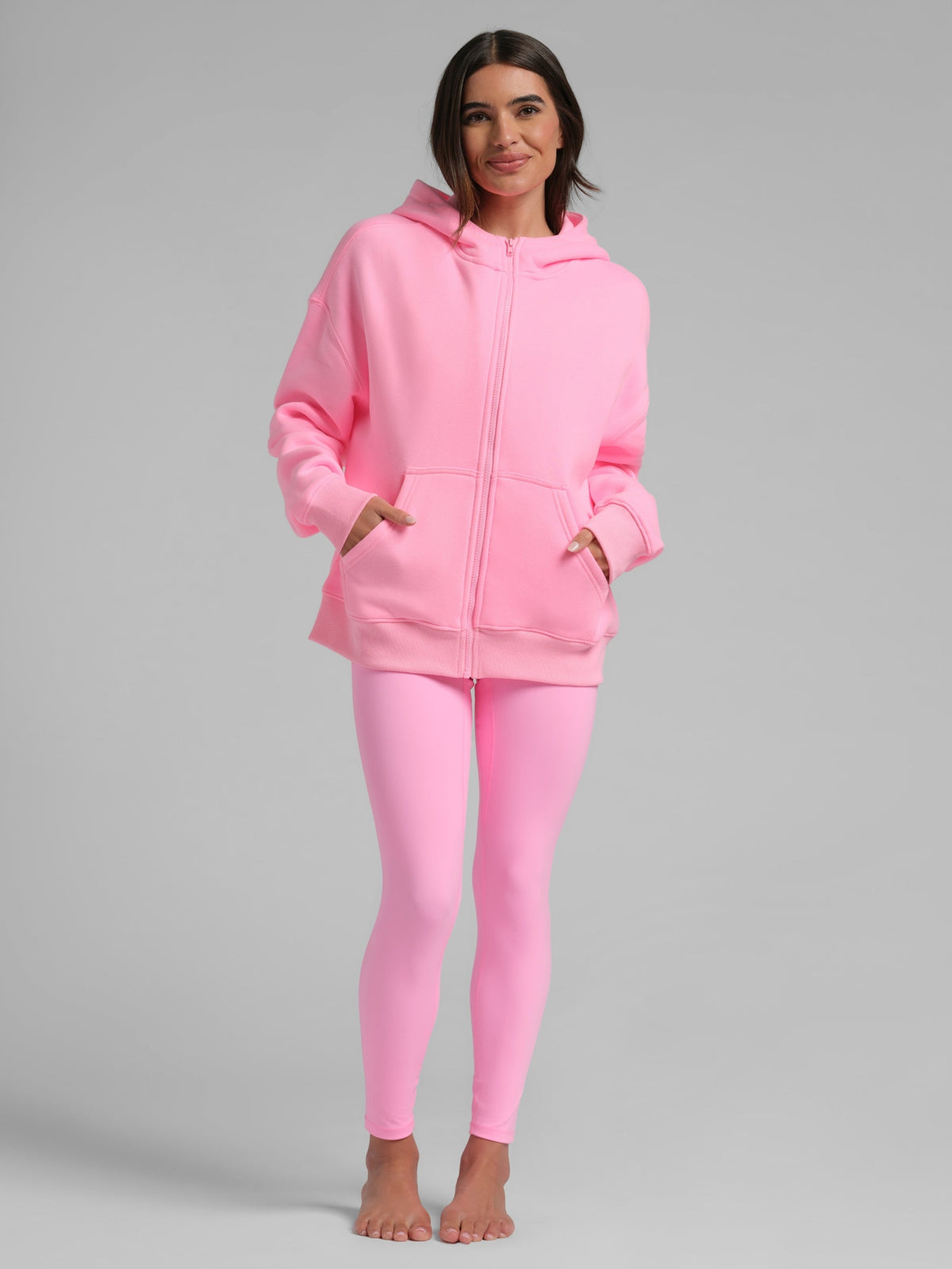 Neon Basic Crop Zip Hoodie