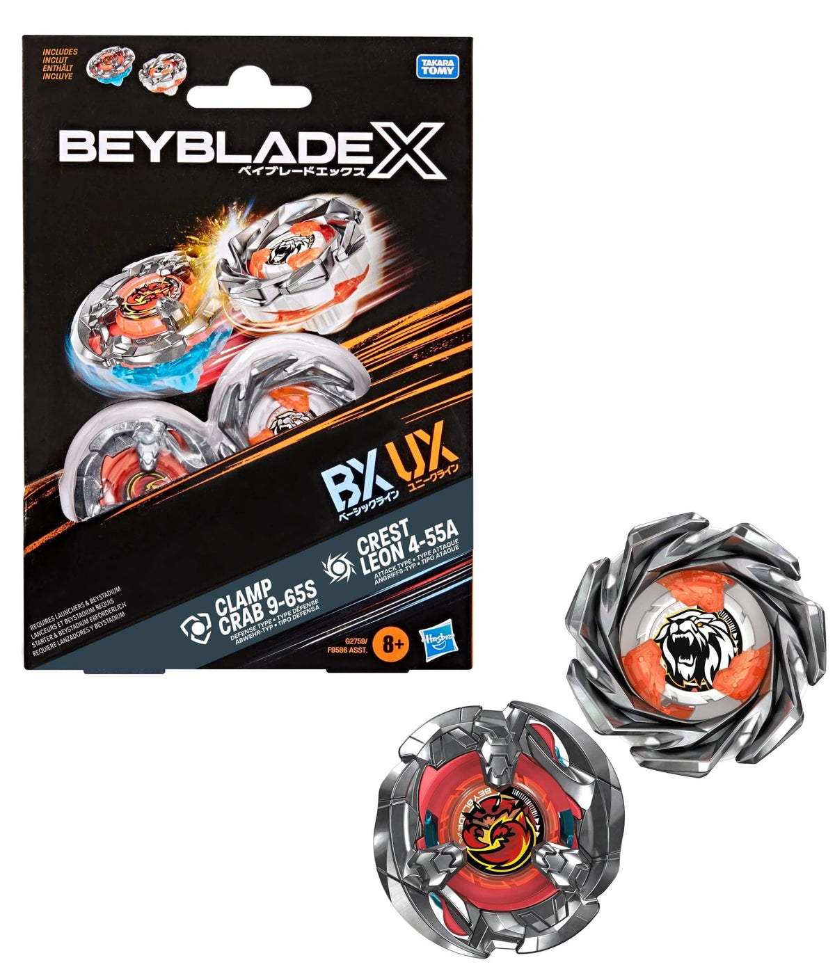 Hasbro Beyblade X Clamp Crab 9-65S & Crest Leon 4-55A